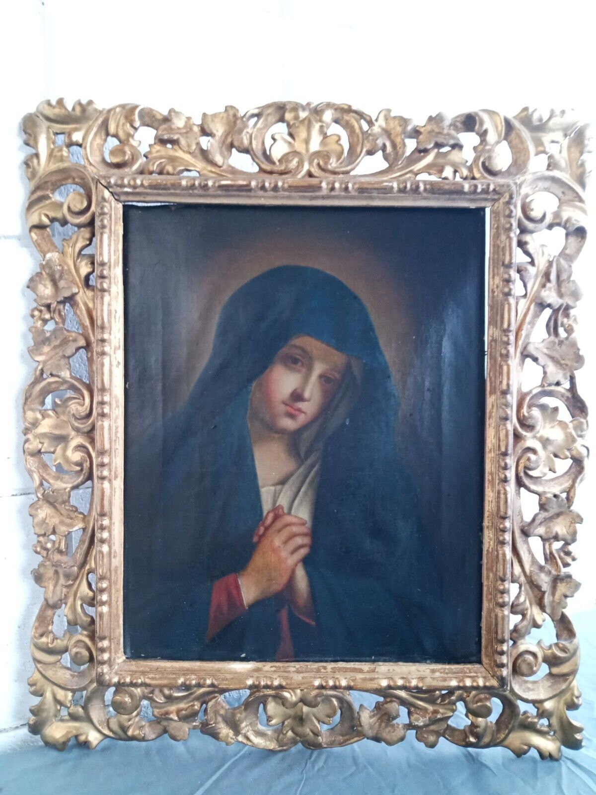1860's Madonna Sorrow Costa & Conti Italian Painting aft Salvi Icon