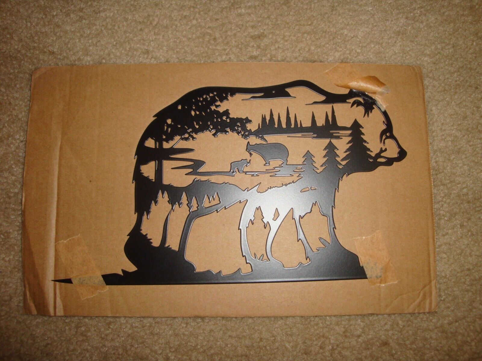 Black Metal Silhouette Of A Bear-Small 8 1/2 x 5 1/2-Wall Hanging-Cabin-Rustic