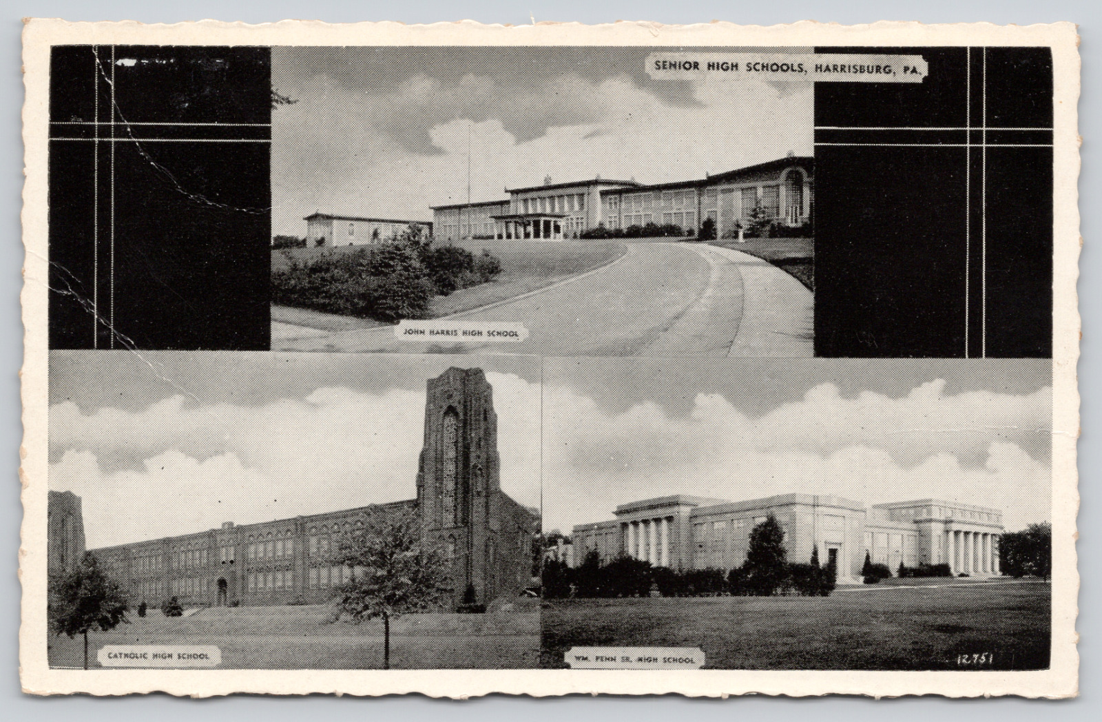 Postcard Harrisburg, Pennsylvania, Senior High School Multi View A1010