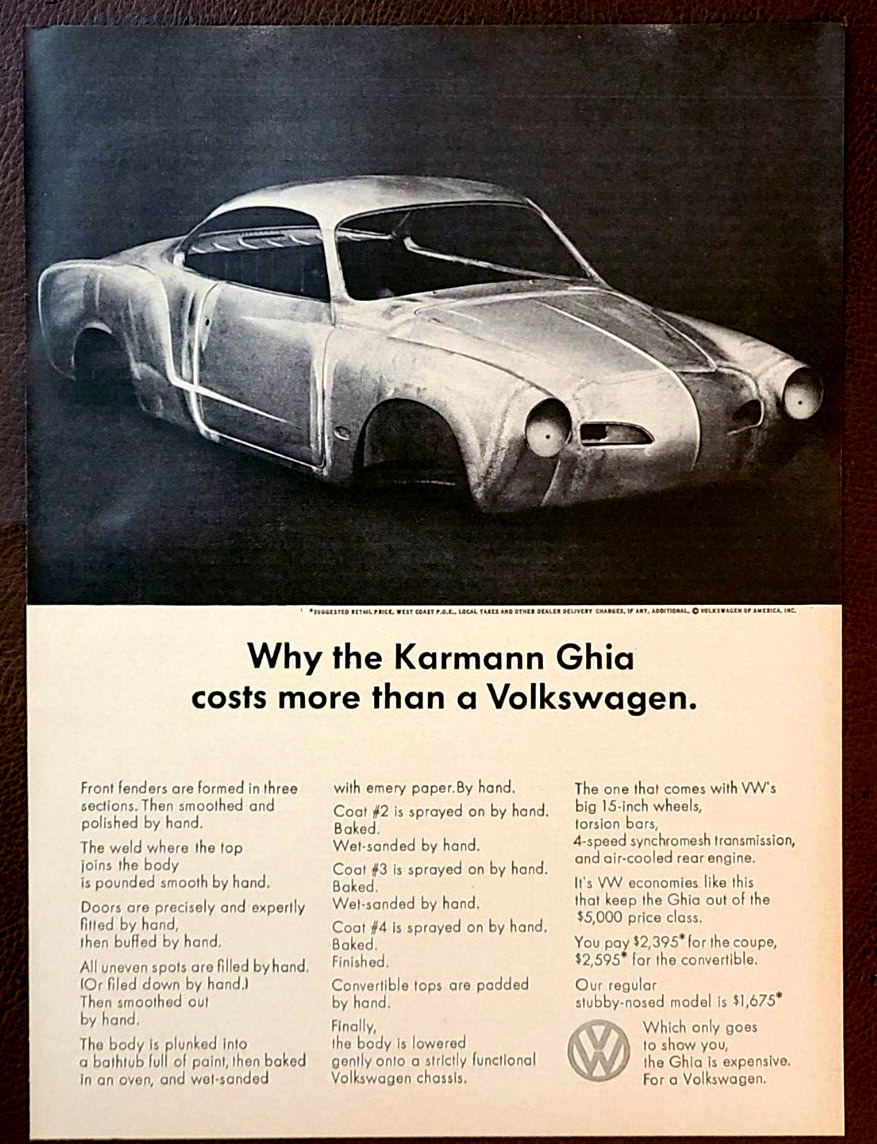 Volkswagen Karmann Ghia Original 1964 Vintage Print Ad Wall Art