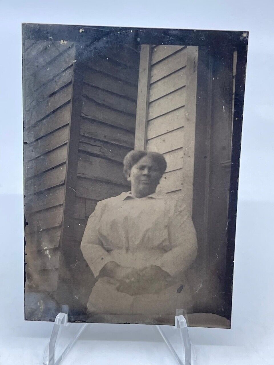Antique Tintype Photo African American Black Woman Outdoor Servant Ex Slave? 