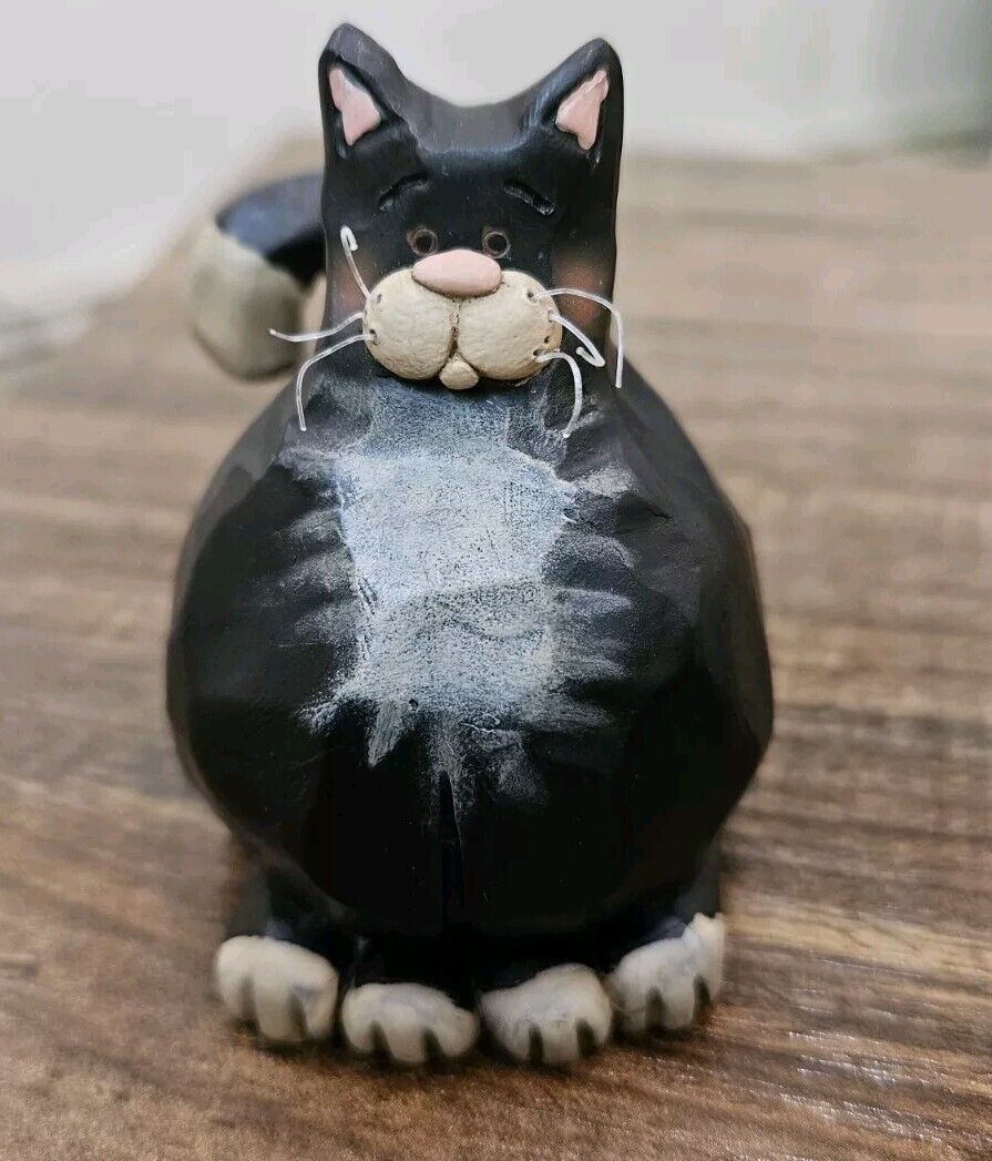 Suzi Skoglund Adorable Black Tuxedo Fat Cat Figurine