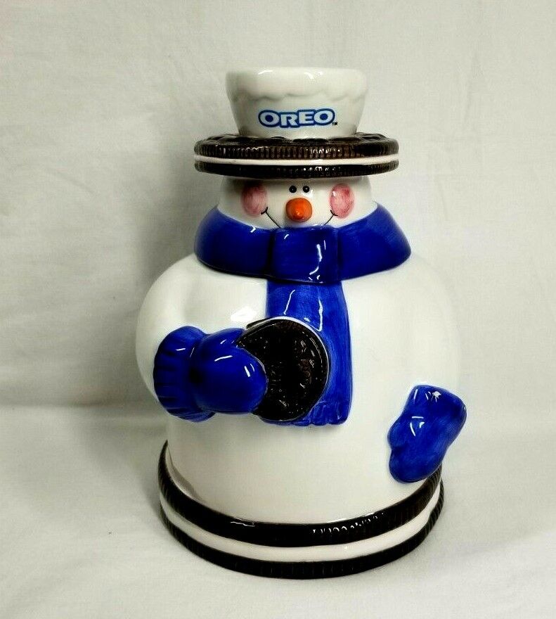 Oreo Cookie Jar Snowman Ceramic Kraft TM Ceramic Collectible Vintage 