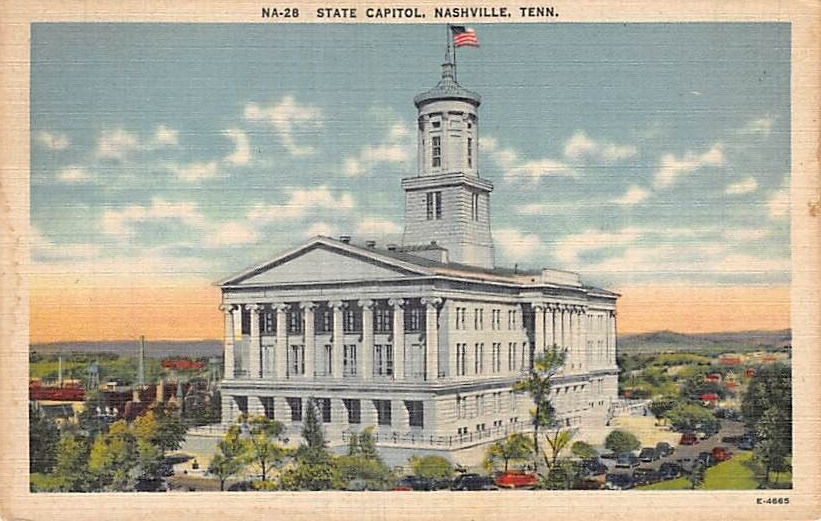 Postcard TN: State Capitol, Nashville, Tennessee, Vintage Linen, Posted 1949