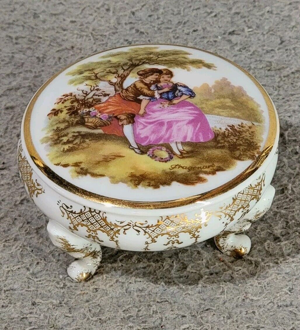 Vintage Limoges France Porcelain Trinket Box or Jewelry Box Small