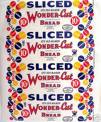 Vintage Wonder Cut NRA Wax Paper Bread Wrapper Heydt St Louis