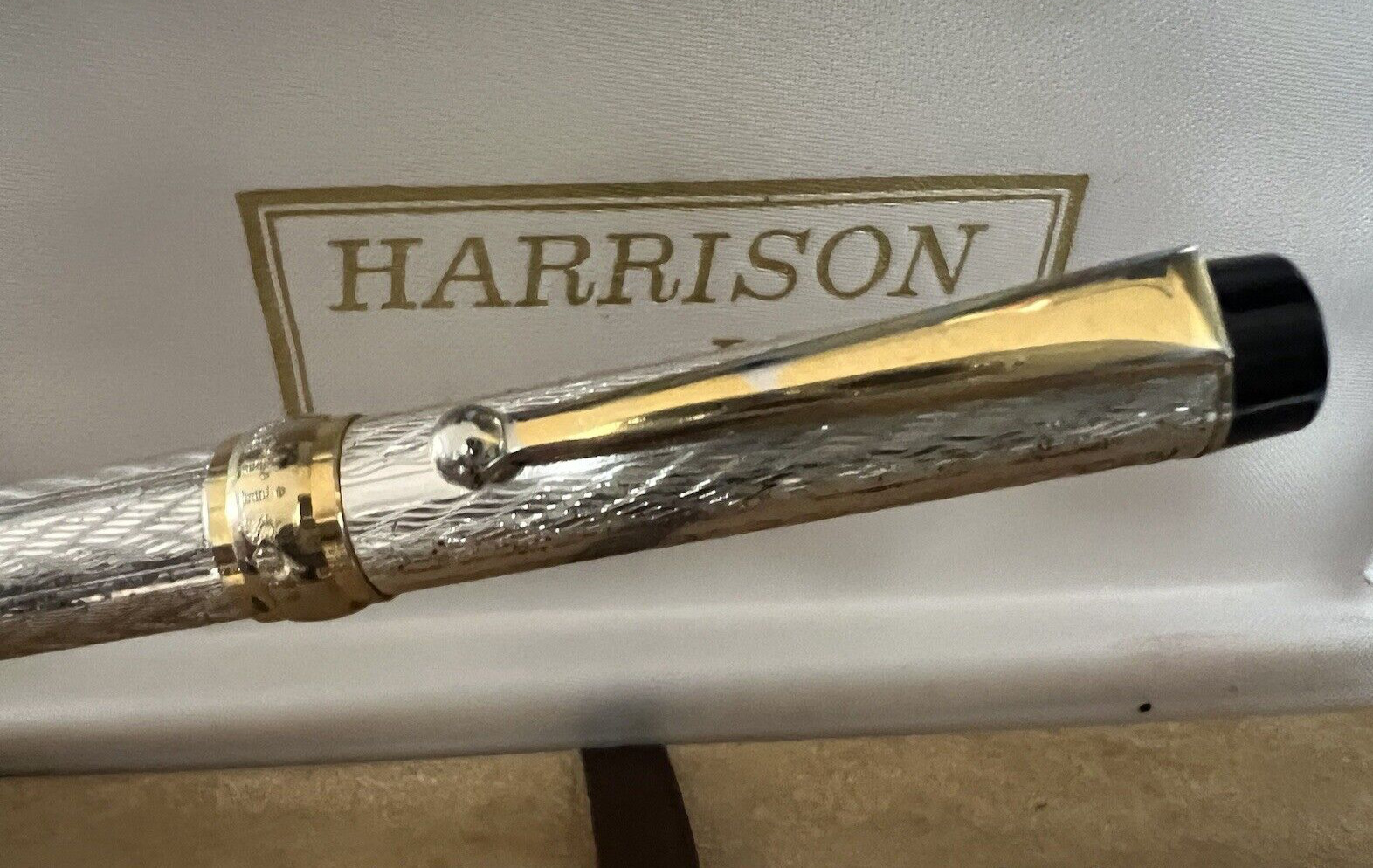 Harrison Pen Fountain Pen Silver Solid 925 Chiselled Bas Relief Vintage