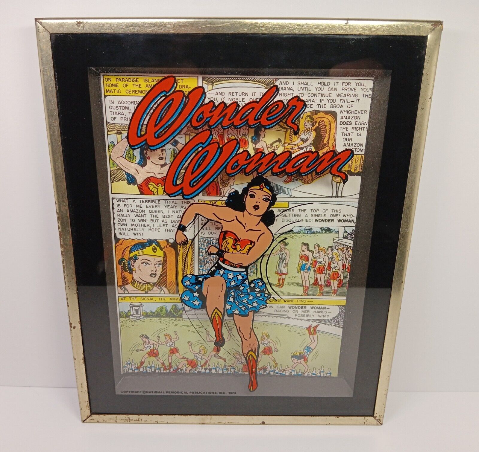 Vintage WONDER WOMAN ~ Rare 1973 Comic Book Strip Shadow Box \