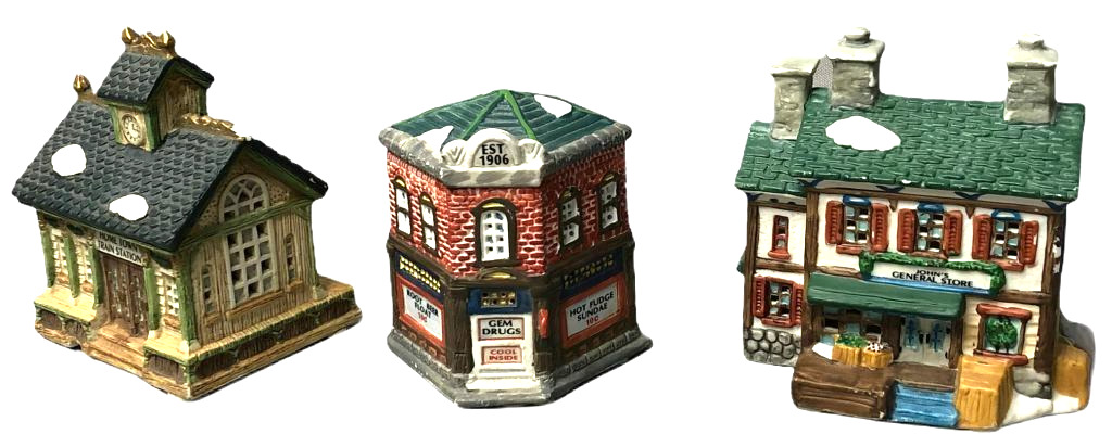 Lot/3 Christmas Village Buildings Home Town America