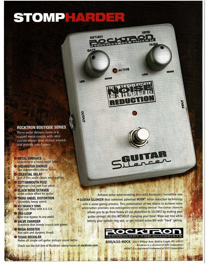 2011 ROCKTRON Guitar Silencer Noise Reduction Stomp Box Pedal magazine ad