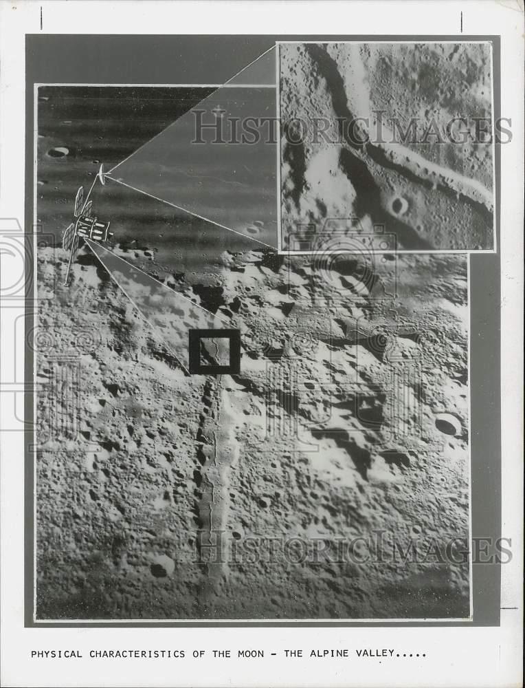 1969 Press Photo Orbiter pictures of the moon\'s surface indicate craters
