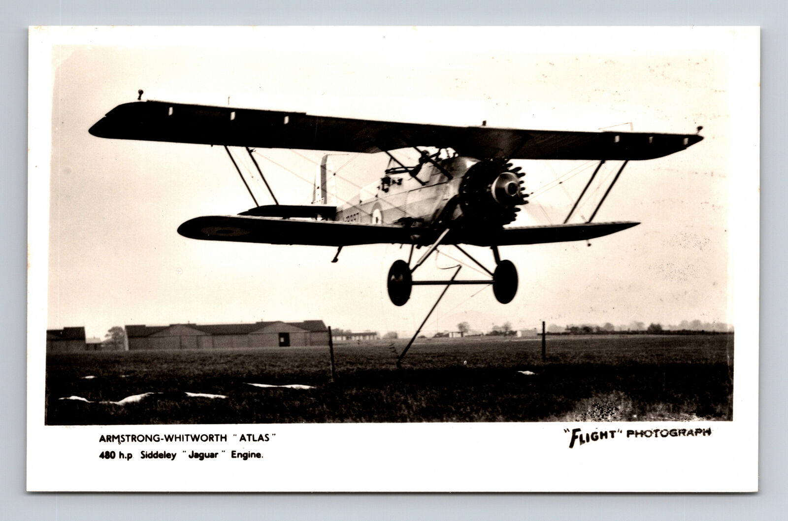 RPPC RAF Armstrong-Whitworth Atlas Sesquiplane RAF FLIGHT Photograph Postcard