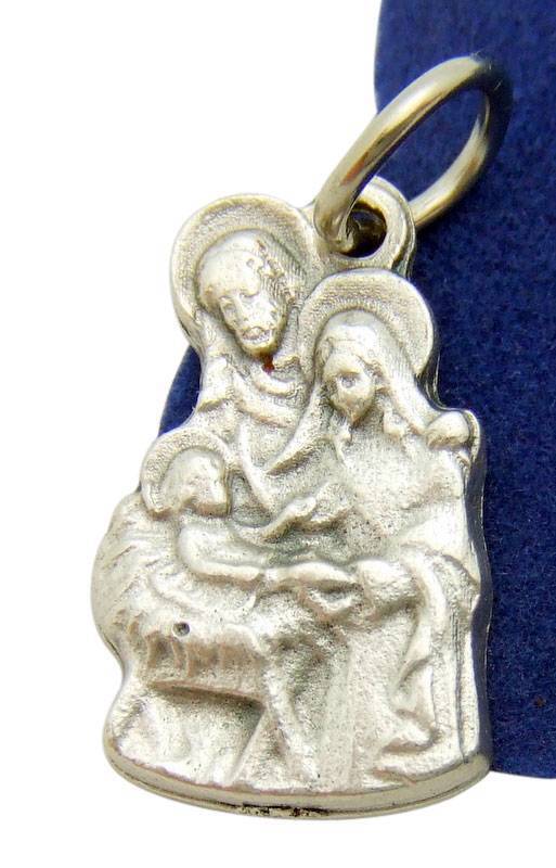 MRT Holy Family 3/4 Inch Christimas Nativity Medal Charm Metal w Bag Italy