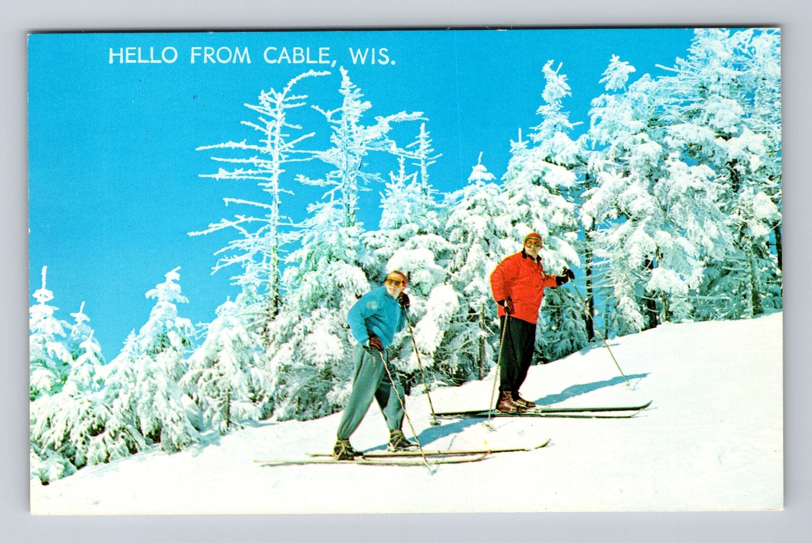 Cable WI-Wisconsin, Scenic Greetings Near Top of Slope Vintage Postcard