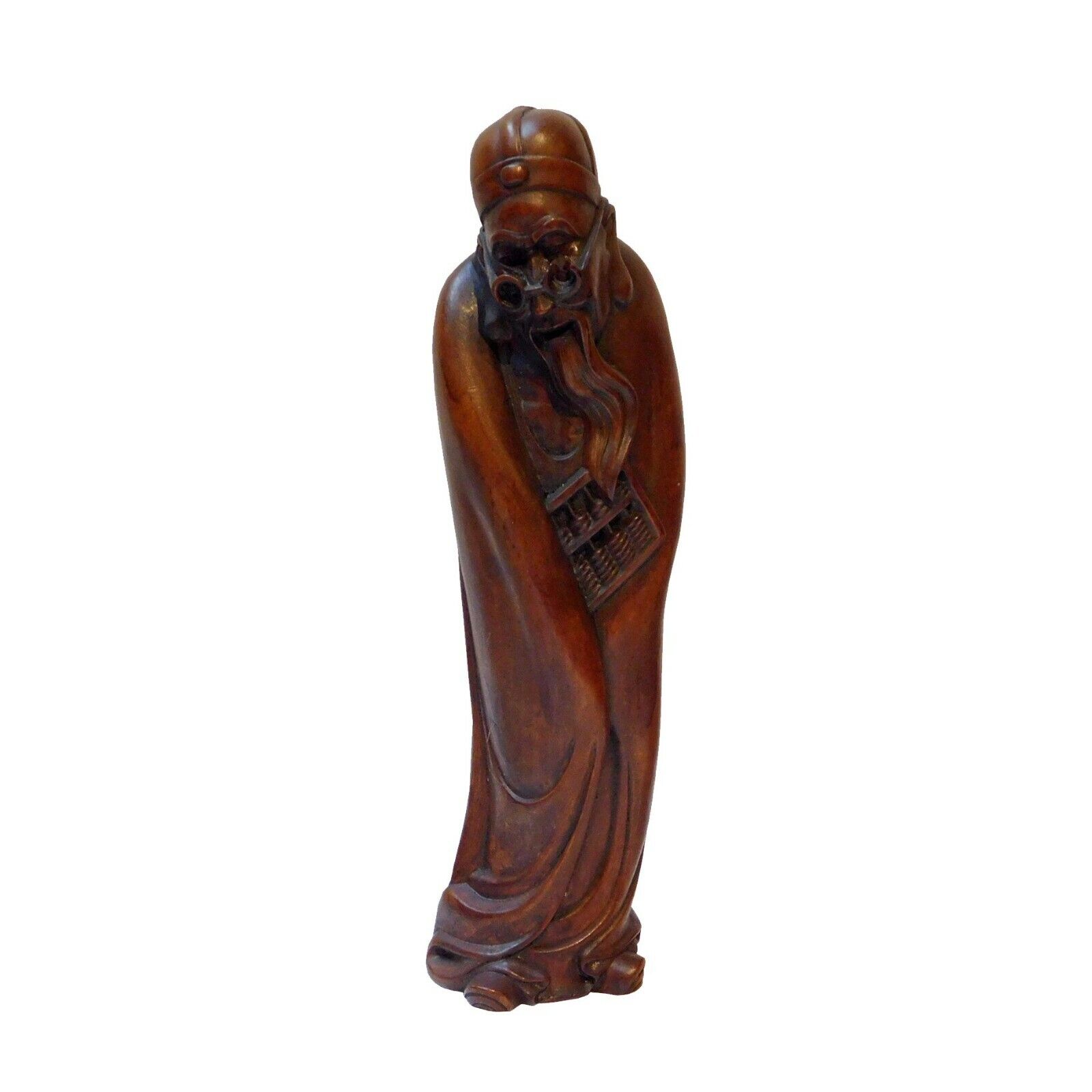 Collection Chinese Classic Wood Carved Old Man Rich Stingy Figure Statue n243
