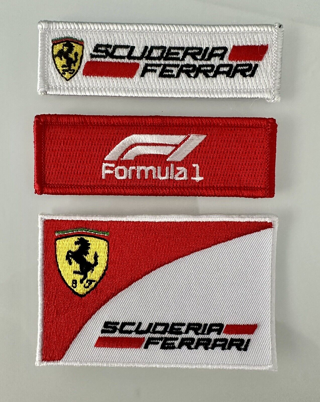 SCUDERIA FERRARI 3 Pack F1 RACING  Ferrari Red Iron-on PATCH 3” H X 3” L