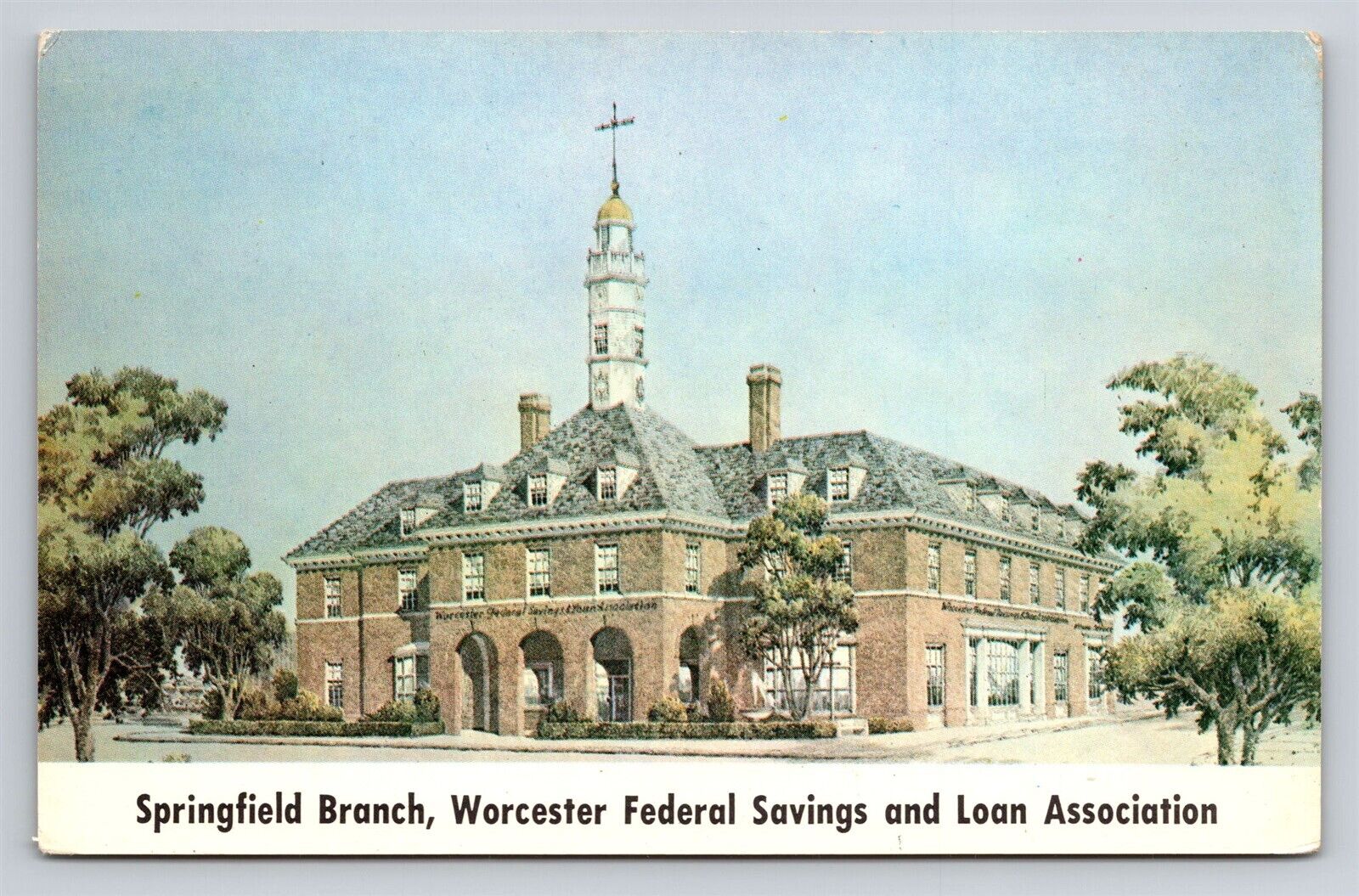 MA Springfield Branch Worcester Federal Savings & Loan Association Vtg Postcard 