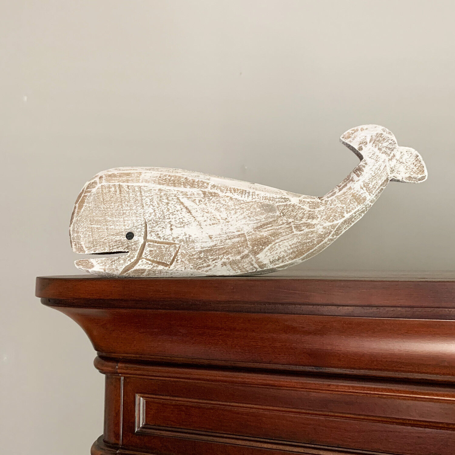 Rustic Wooden Whale Tabletop Statue, Rustic Wooden Decorative Whale Figurine 