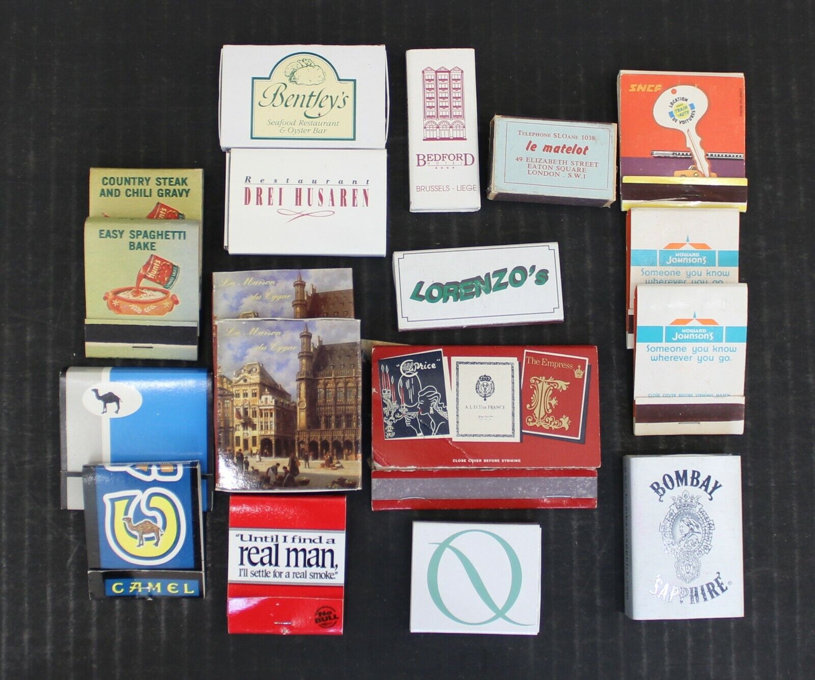 Lot of 18 Cigarette Matches Camel, Winston, Hunts, Howard Johnson, European Box 