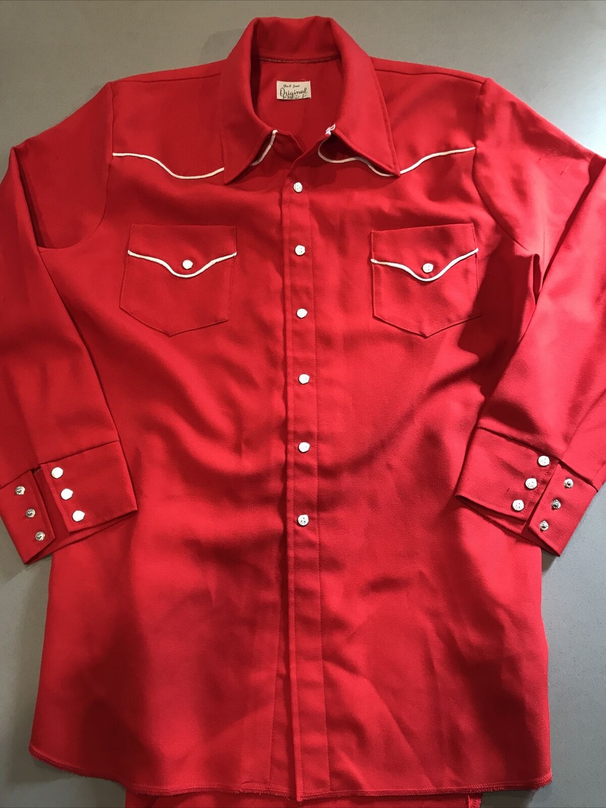Original Vintage clothing, Western Red Metal Button men's shirt L/XL