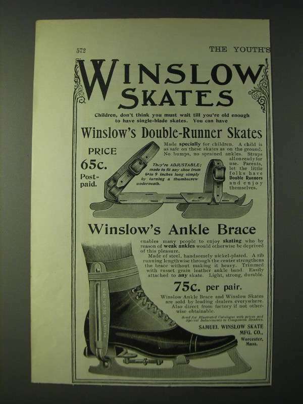 1900 Winslow Double-Runner Skates and Ankle Brace Ad