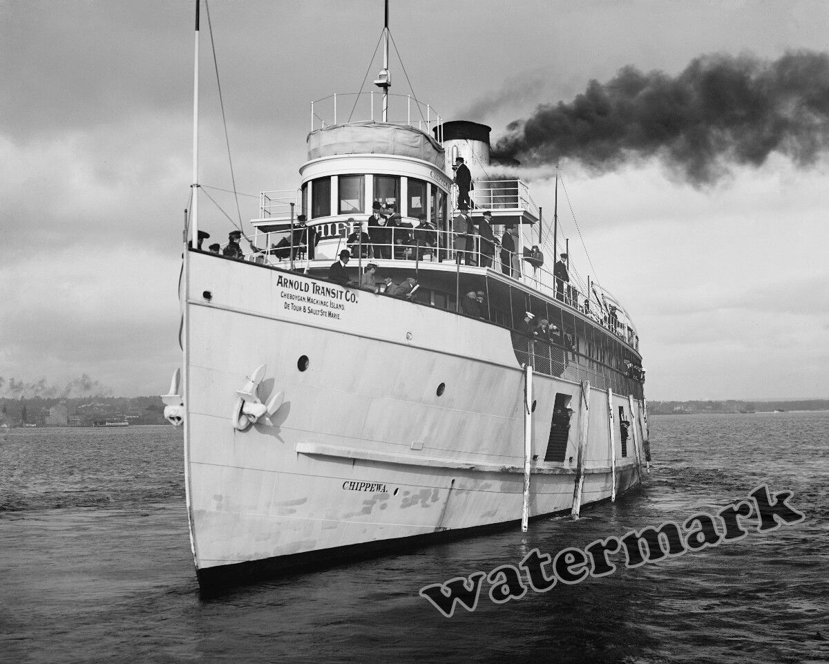 Photograph Steamer Chippewa Arnold Transit  Mackinac Island Year 1905  8x10