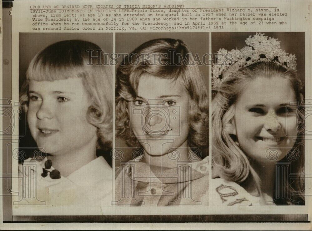 1971 The Transformation Tricia Nixon from ages 10 to 23 11X8 Vintage Press Photo
