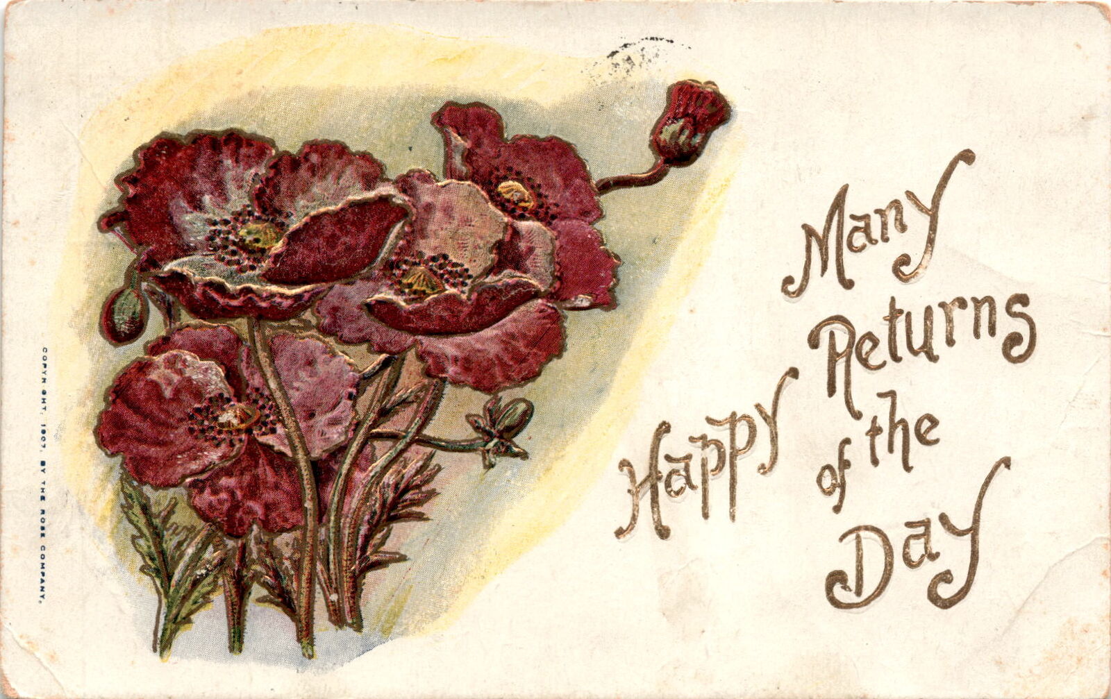 postcard copyright date The Rose Company happy new year one cent postag Postcard