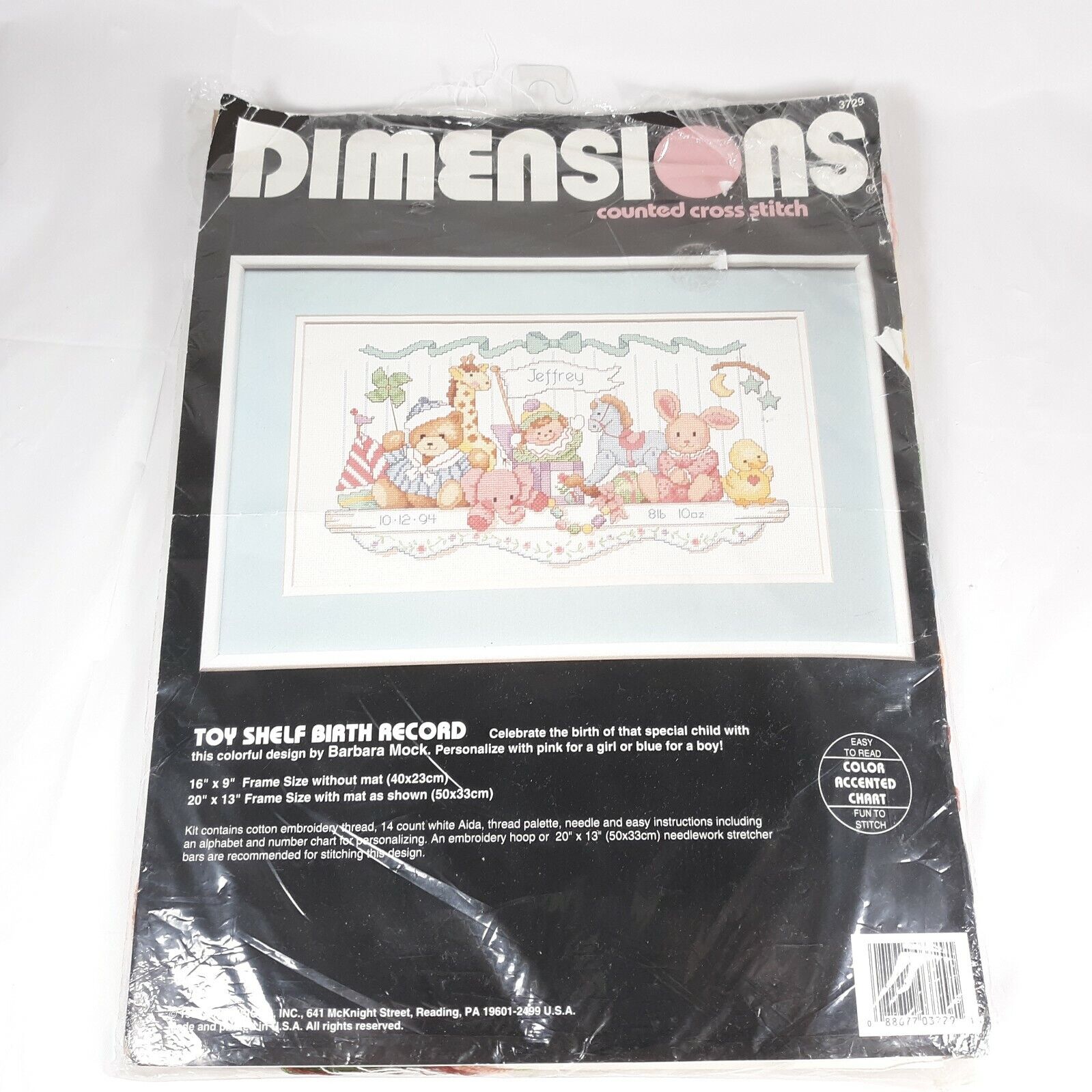 Dimensions Toy Box Birth Record 16 X 9 Counted Cross Stitch
