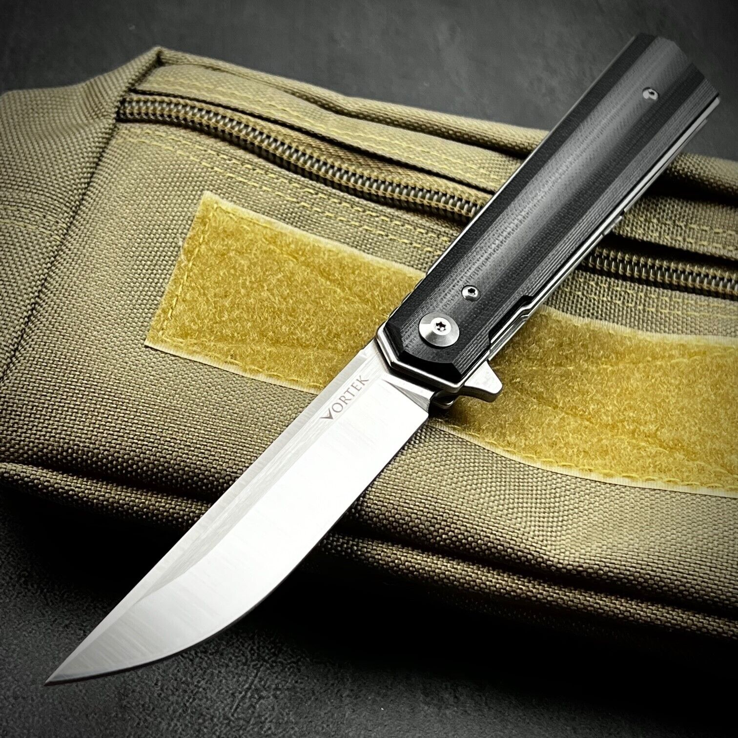 VORTEK APACHE Black G10 Fast Ball Bearing Flipper Blade EDC Folding Pocket Knife