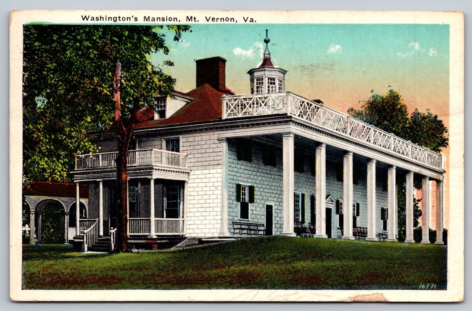 Washington's Mansion Mount Vernon Virginia Postcard B.S. Reynolds Co.