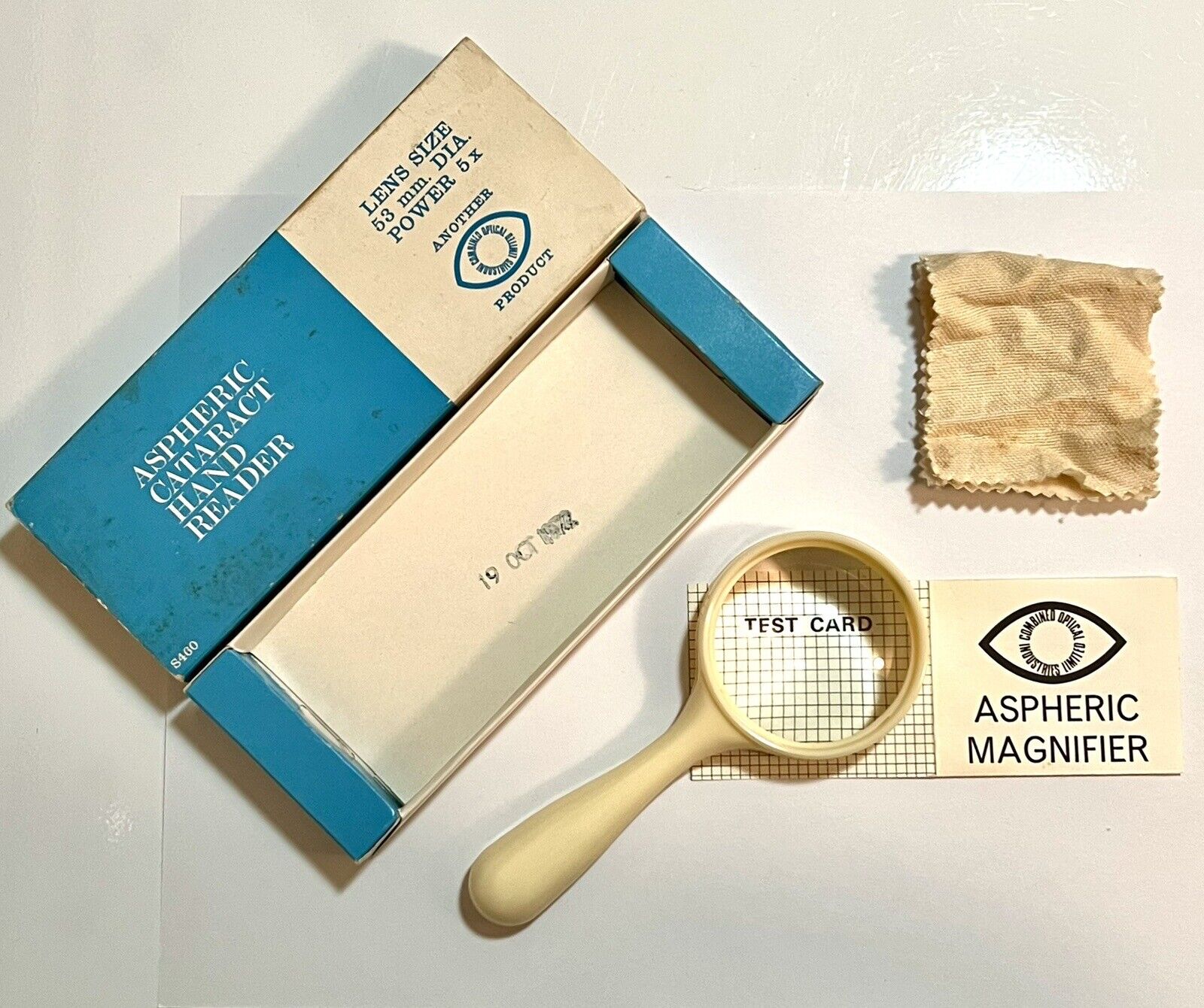 Vintage Aspheric Cataract Hand Reader S460 Made In England With Box