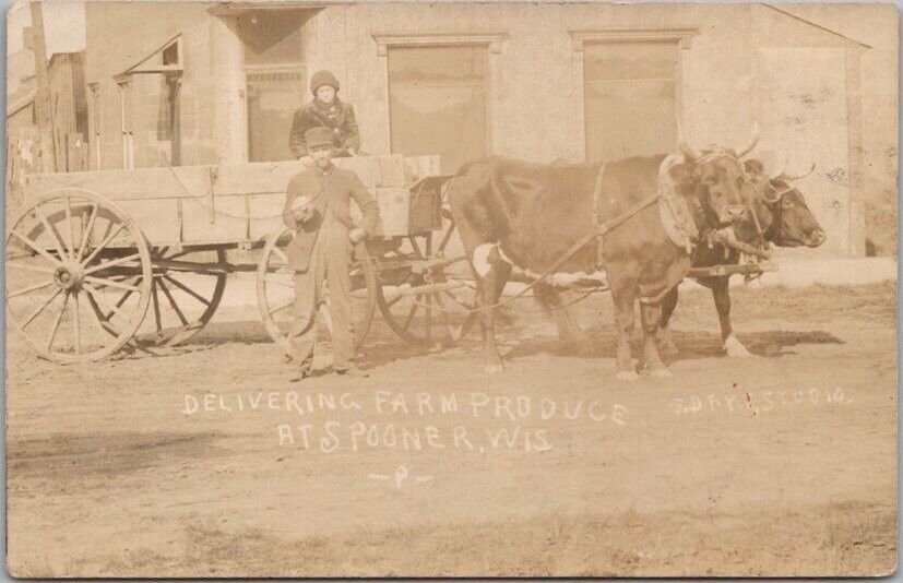 1913 SPOONER, Wisconsin Photo RPPC Postcard \