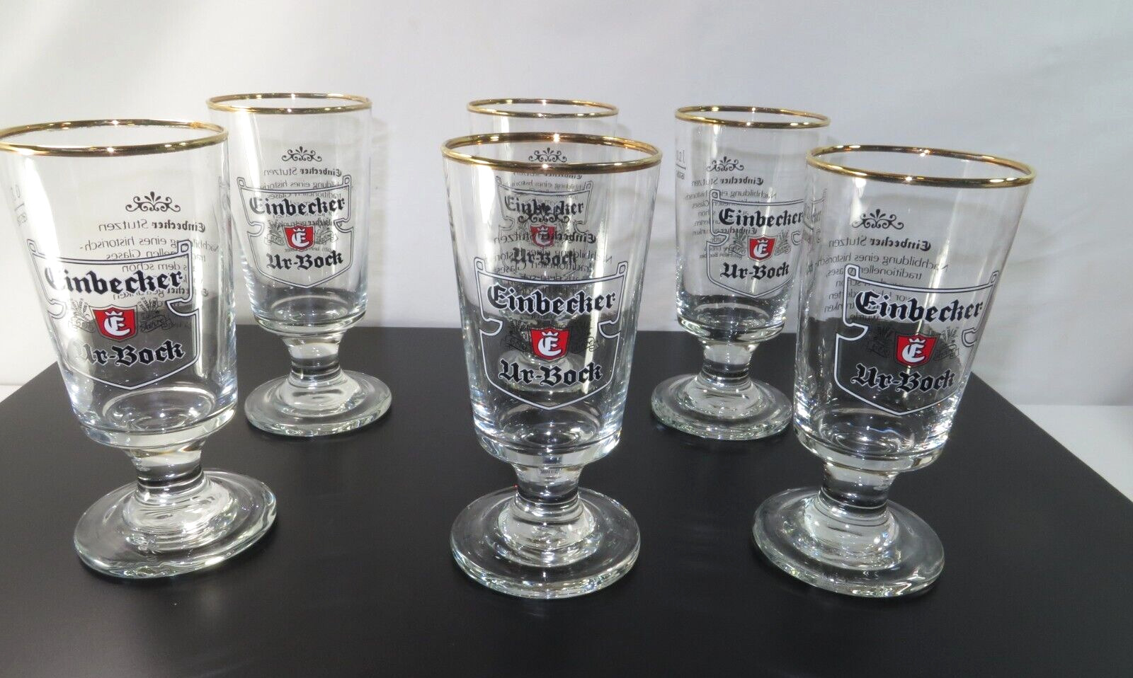 Set of Six Einbecker Ur-Bock German Brewery Beer Glass Goblets by Rastal - 0.2L