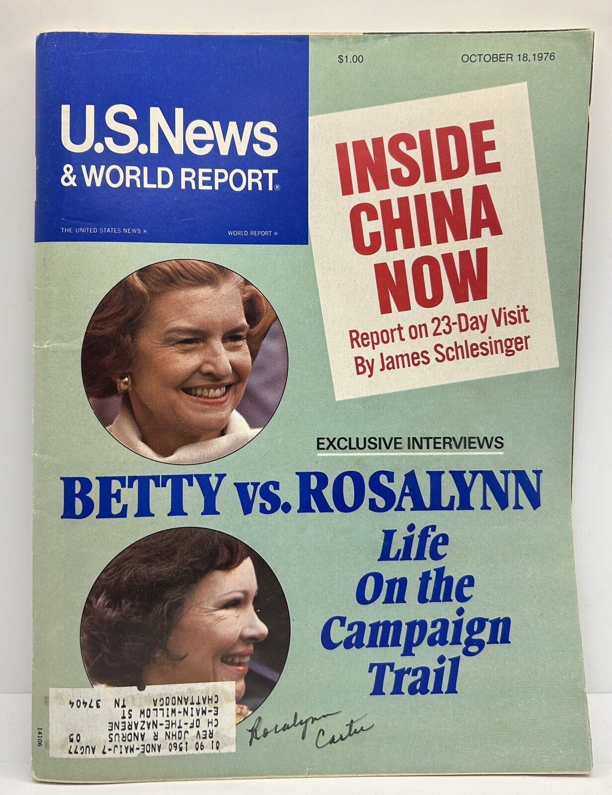 Rosalynn Carter Signed 1976 US News Magazine Autographed First Lady