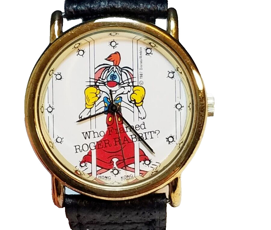 Rare Vintage Disney Amblin Who Framed Roger Rabbit Quartz Gold Tone Watch