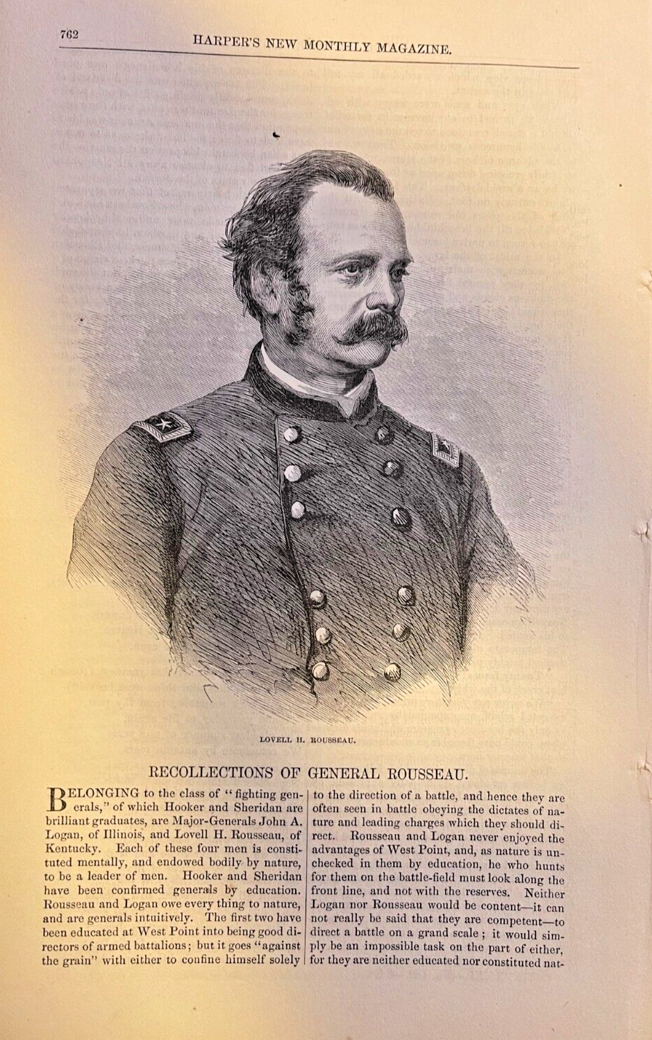 1865 Civil War General Lovell H. Rosseau