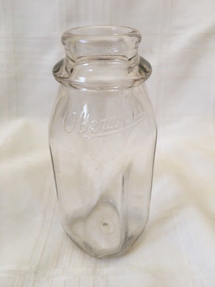 Vintage Half Pint Milk Bottle Oberweis Dairy Aurora Illinois 1952
