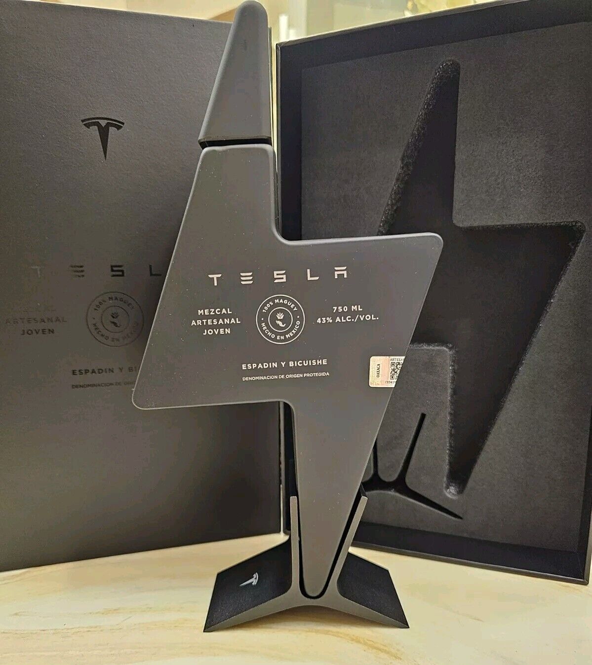 RARE Tesla Mezcal Bottle Matte Black - Limited Edition, Collectible, Empty