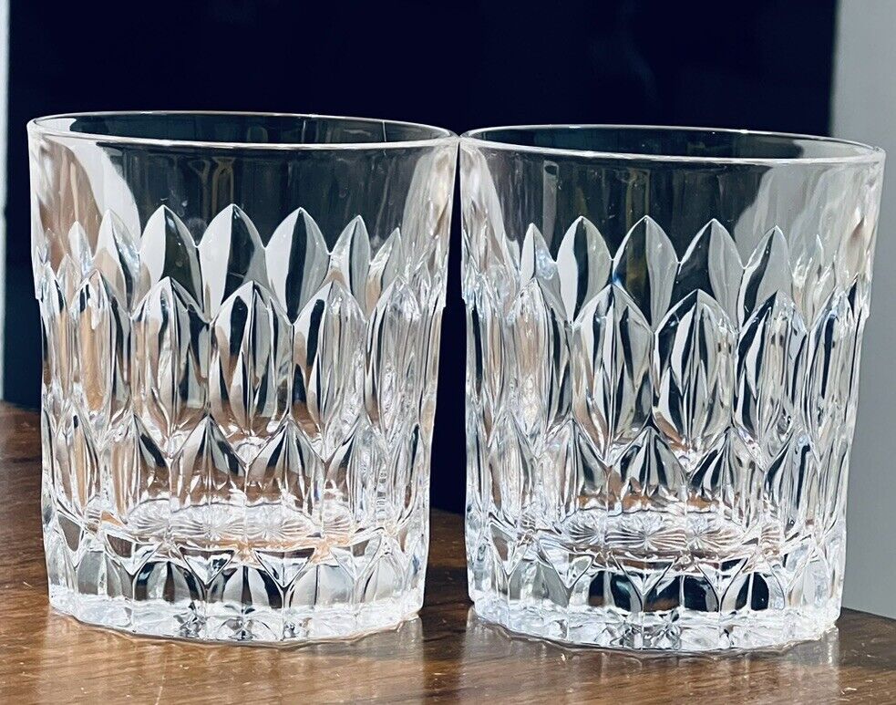 Set Of 2 Vintage Royal Crystal Rock SOGNO Old Fashioned Crystal Whiskey Glasses