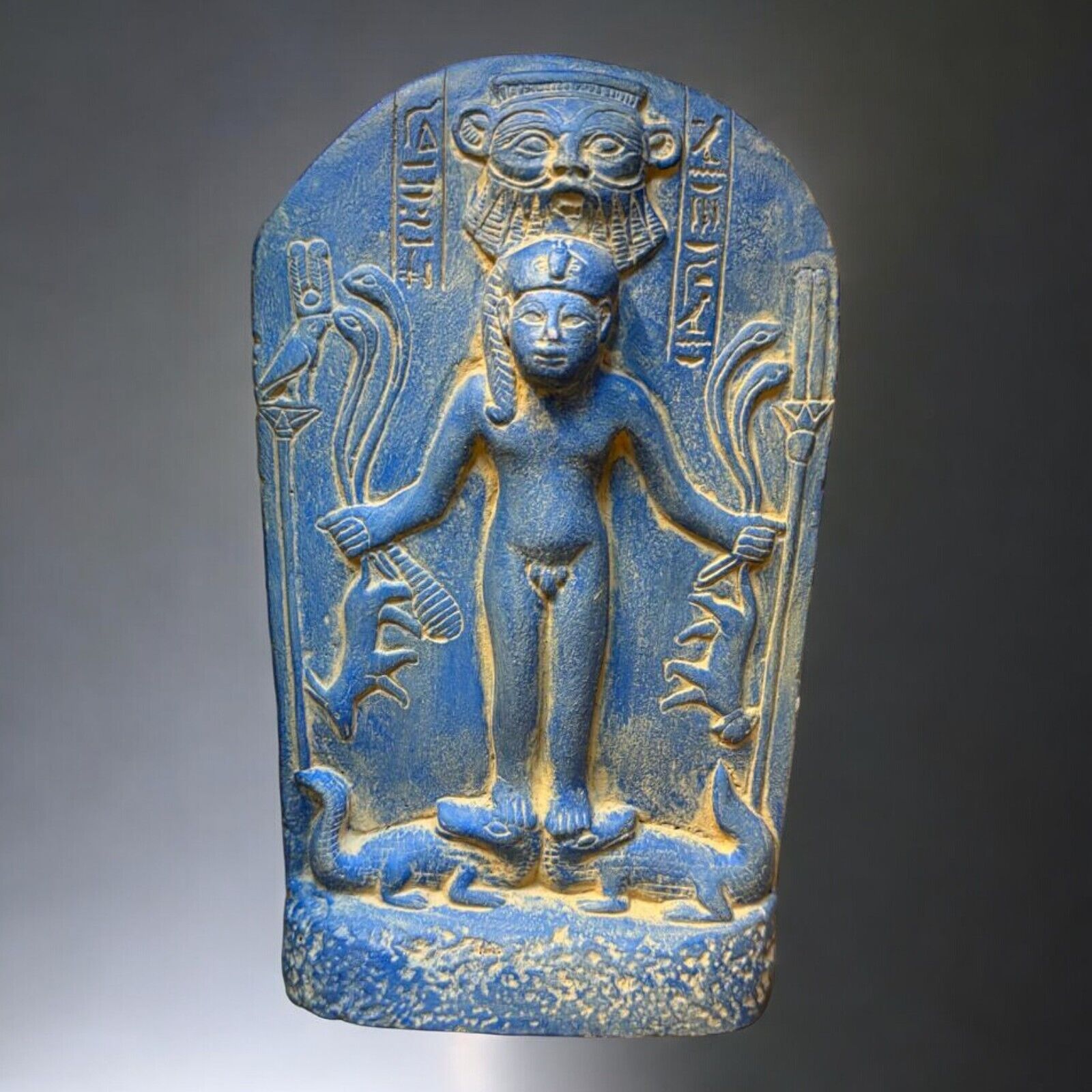 RARE ANTIQUE ANCIENT EGYPTIAN Statue Goddess Harpocrates Magic Hieroglyphic BC