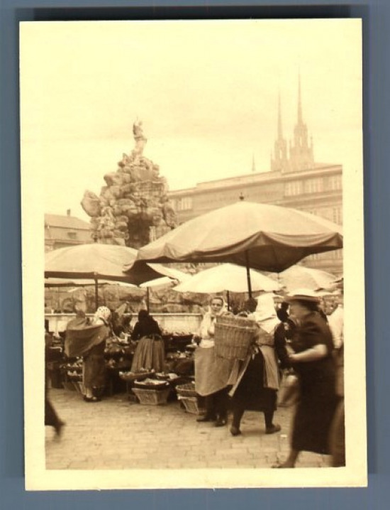 Czech Republic, Brno, Market Place Vintage Silver Print.  Silver Print d