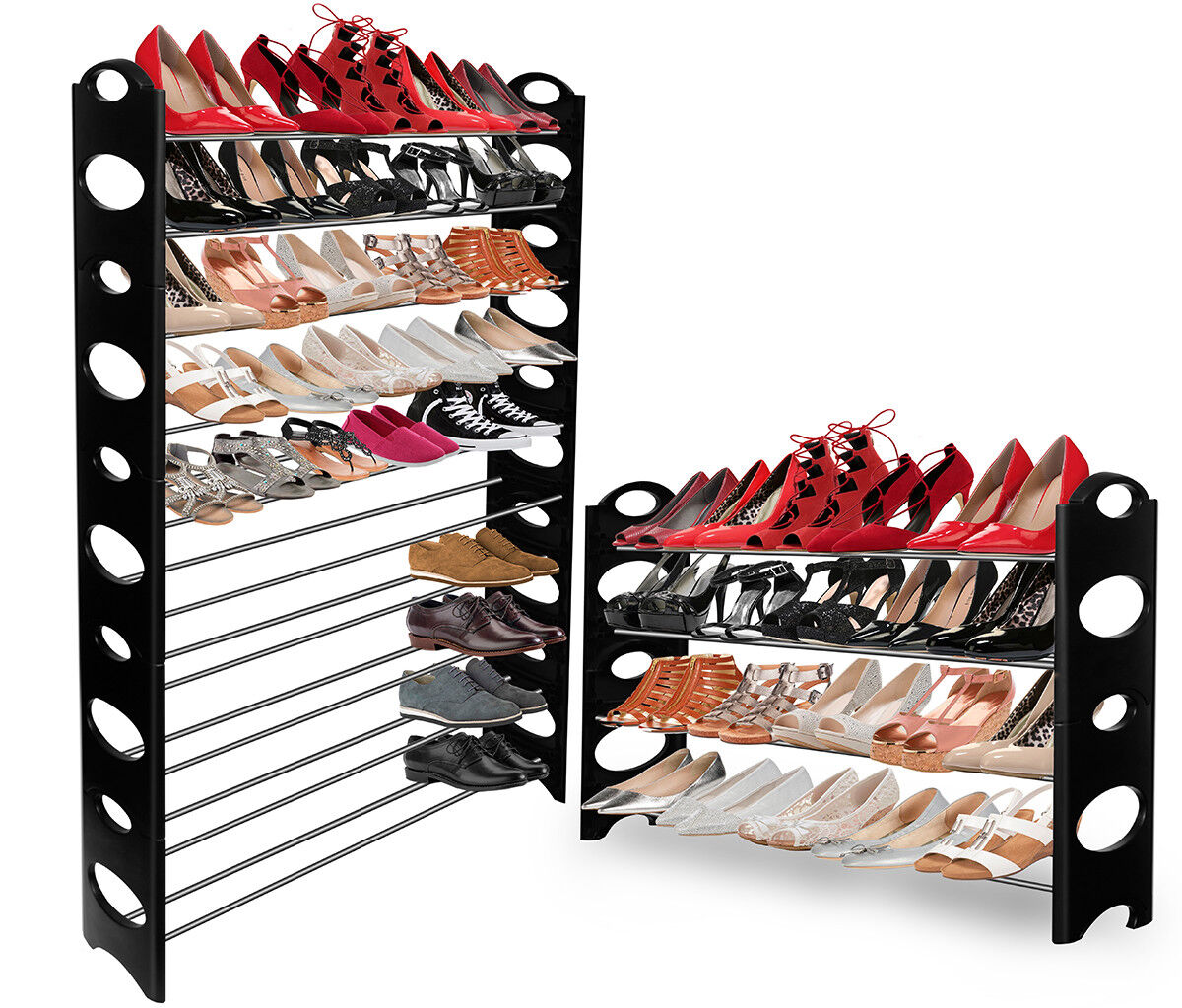 OxGord Shoe Rack for 50 Pair Wall Bench Shelf Closet Organizer Storage Box Stand
