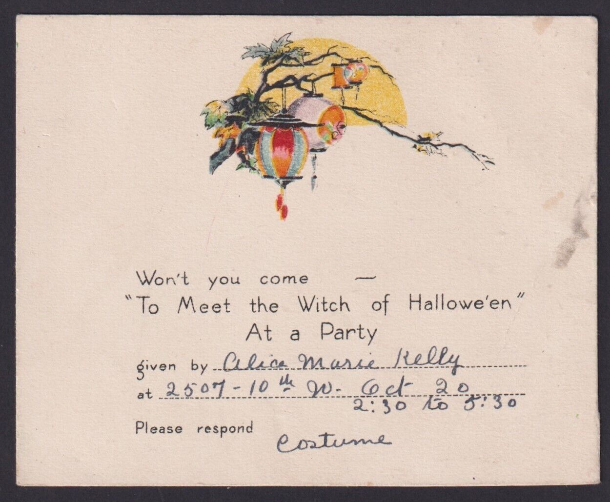 1930's Halloween Party Invitation Meet the Witch of Halloween