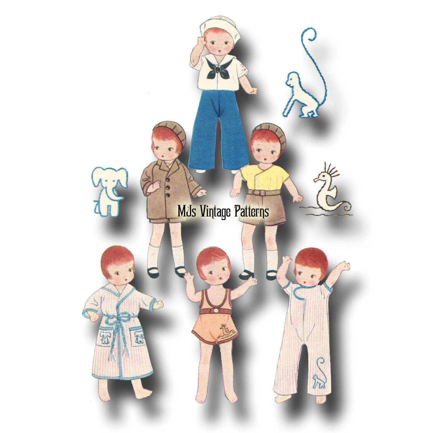 Vintage 1930s Patsy Composition Boy Doll Clothes Pattern ~ Patsyette 9\