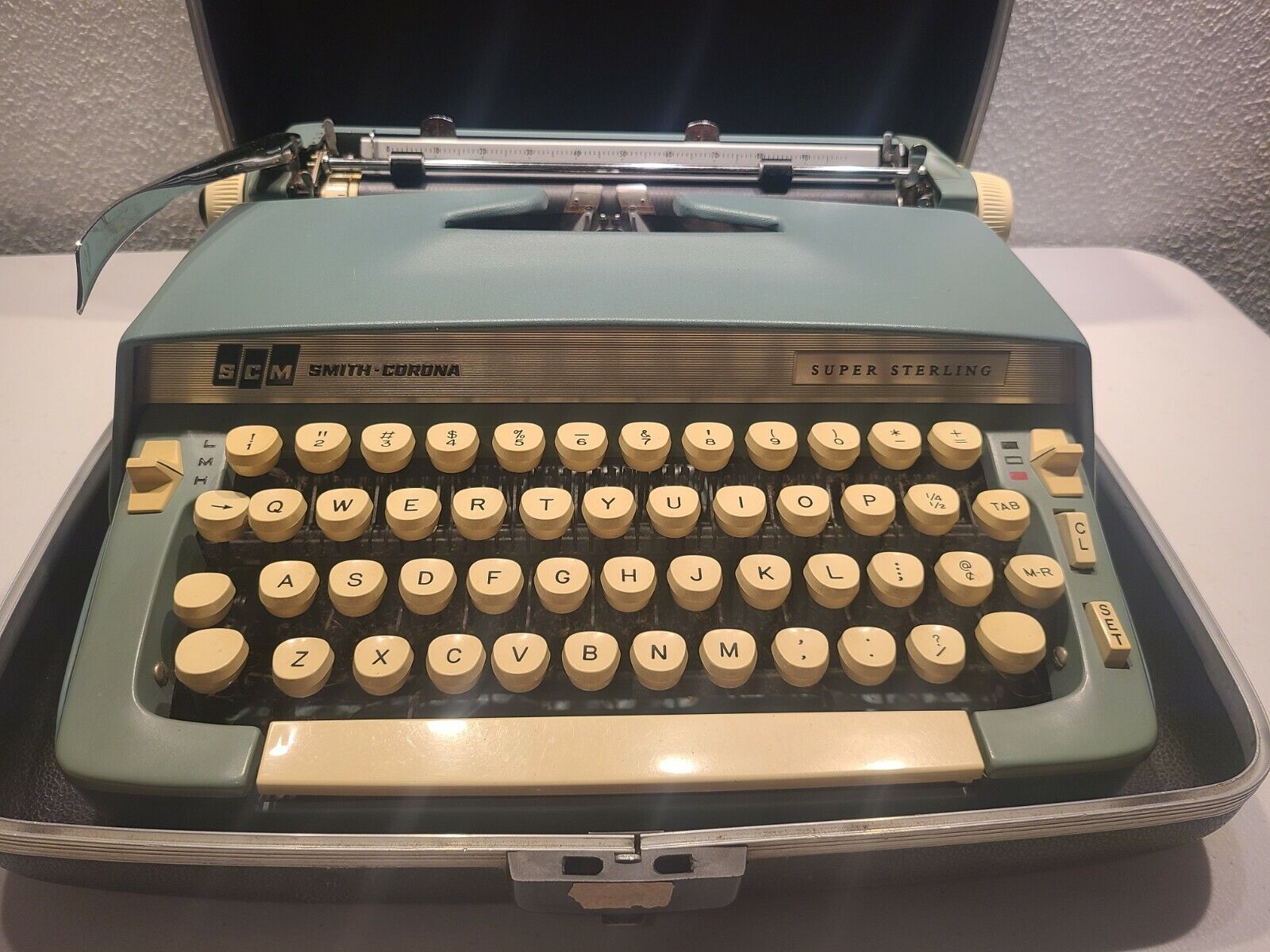 1969 Vintage Smith-Corona Super Sterling Typewriter with Key.