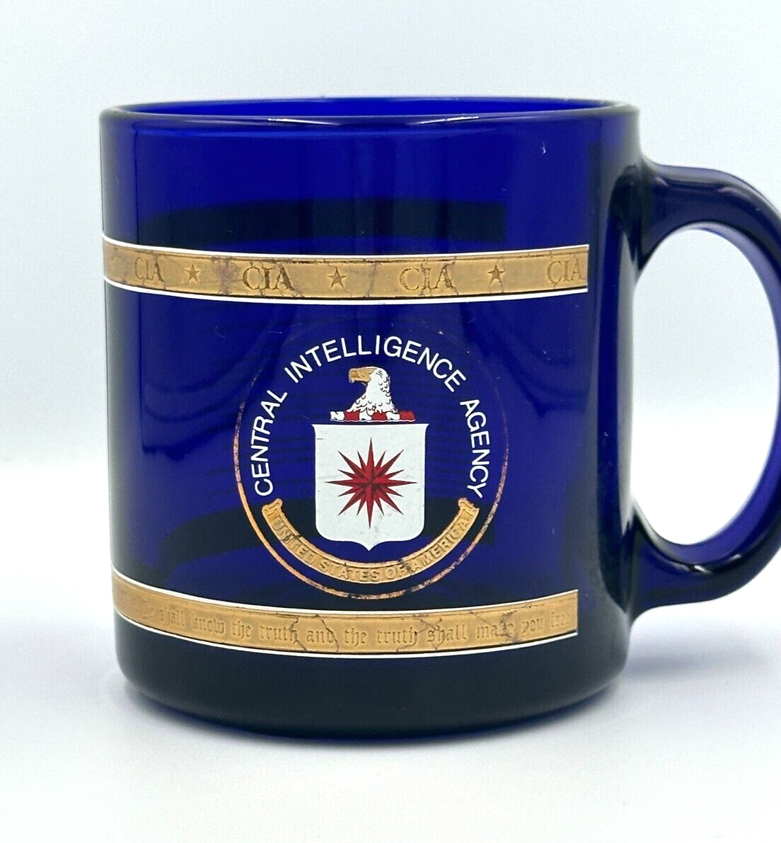 C.I.A. COFFEE MUG, COBALT BLUE 12oz. CREST & CREDO CIA USA