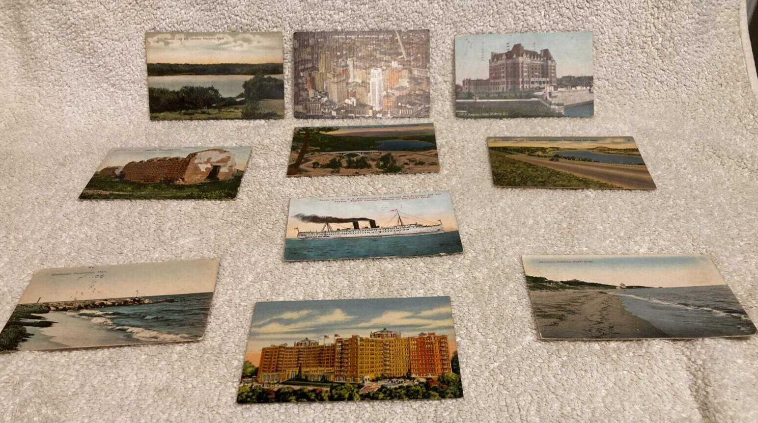 Lot of 9 vintage post cards: SS Harvard, Soledad, Donner, Cape Cod, Harwich As I