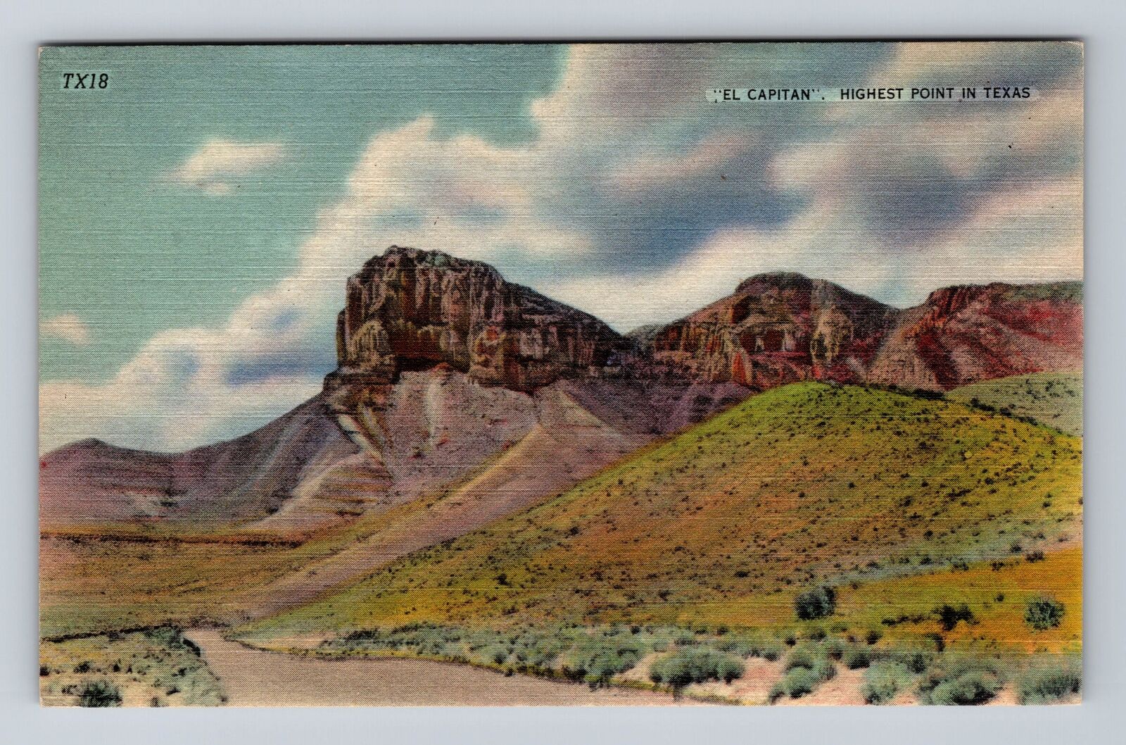 TX-Texas, El Capitan, Highest Point, Antique, Vintage Postcard