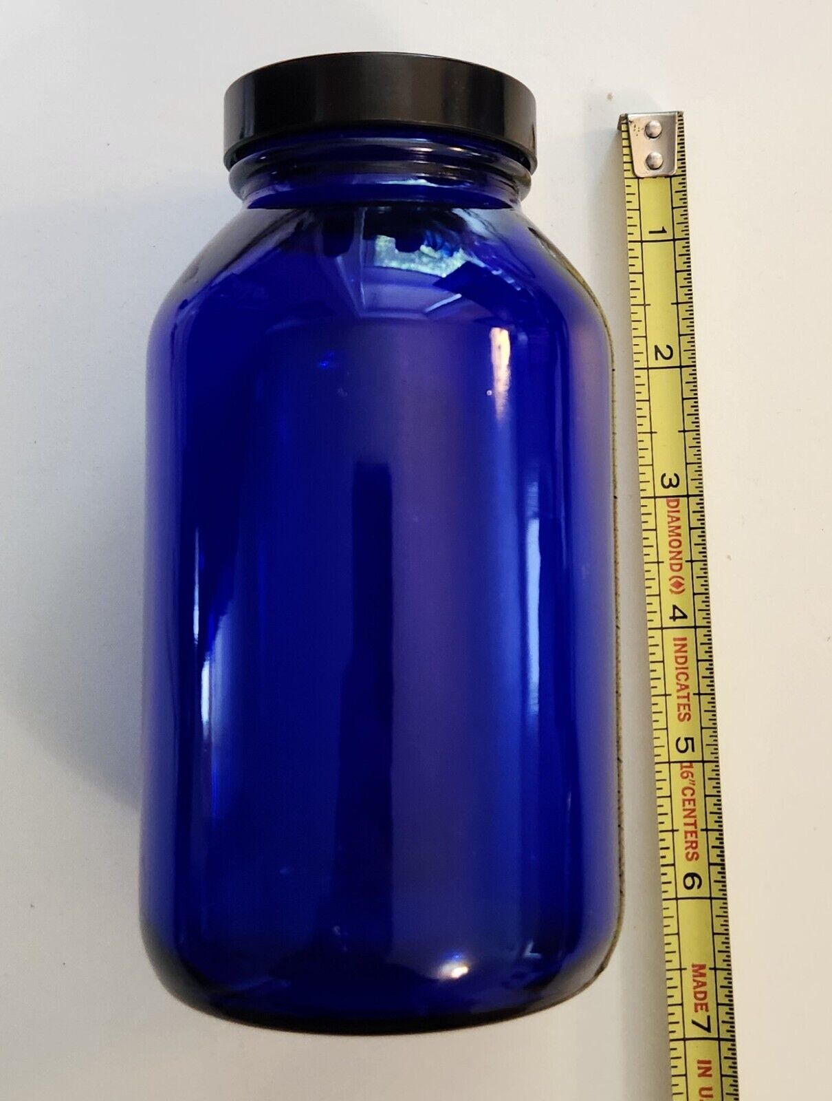 Vintage Cobalt Blue Glass Medicine Bottle with Screw Top Lid 